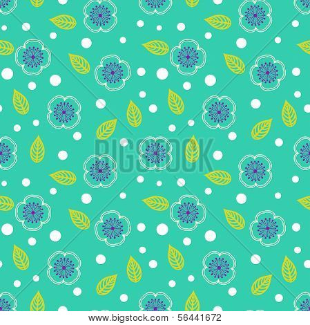 Ditsy pattern with small white sakura flowers