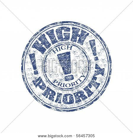 High priority grunge rubber stamp