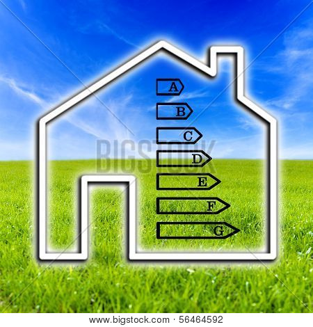 Outline Of A Home Showing Energy Efficiency Rating