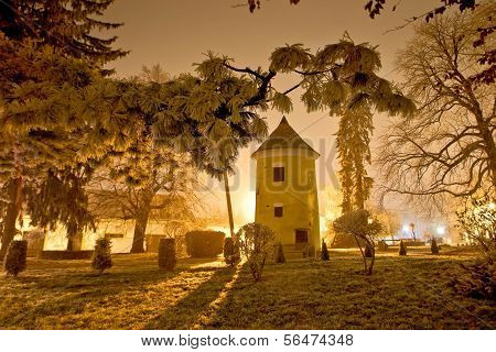 Vrbovec Winter Night Scene In Park