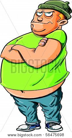 Cartoon bully with a fat belly. Isolated on white