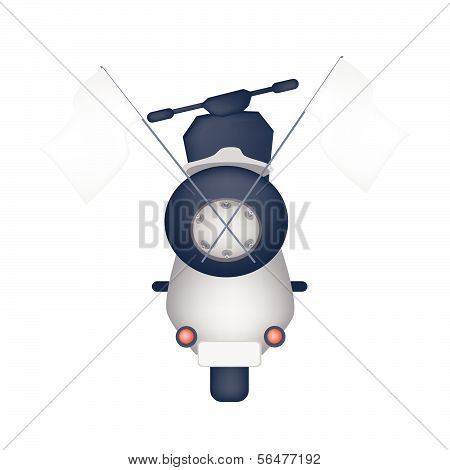 Vintage Scooter With Blank Flag