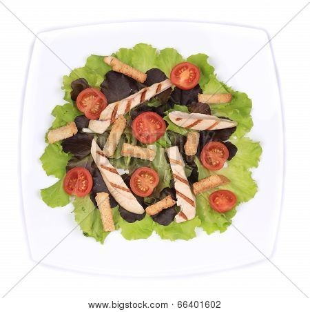 Plate of fresh caesar salad.