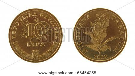 Croatian Kuna coins isolated on white