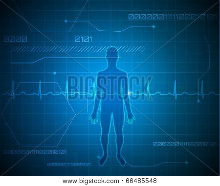 Human Silhouette Abstract Blue Technology Background