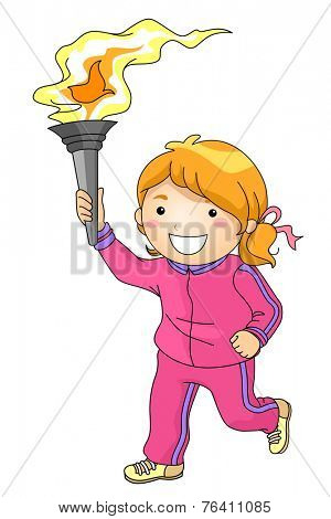 Illustration Featuring a Young Female Torchbearer