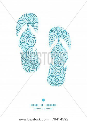 Vector abstract swirls flip flops silhouettes pattern frame