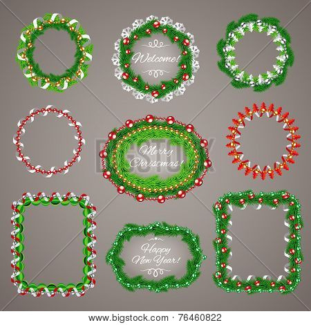 Christmas Garlands Frames with a Copy Space Set