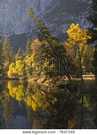 Színes erdő tükrözi A Yosemite-folyón.