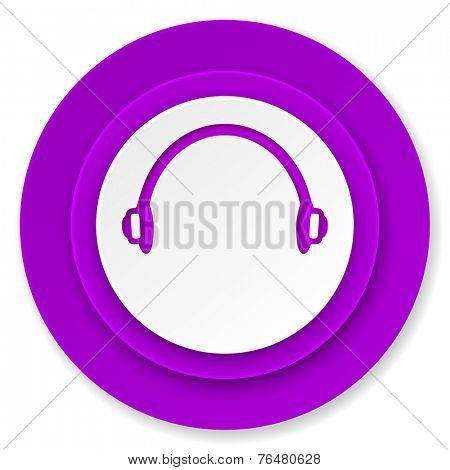 headphones icon, violet button 