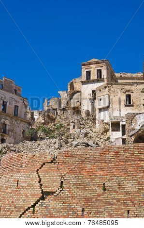 Panoramic view of Craco. Basilicata. Southern Italy.