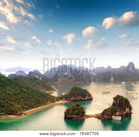 Vietnam - Halong Bay panoramic view 