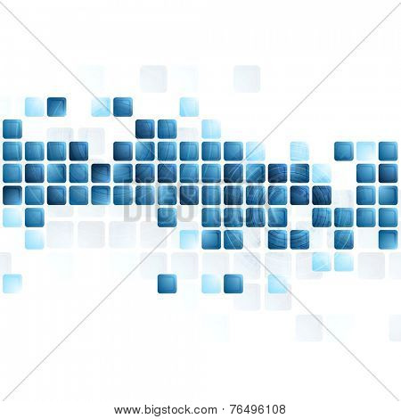 Blue tech squares on white background. Vector design