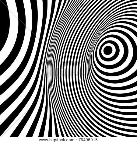 Black and white abstract striped background. Optical Art. 3d vector illustration. 
