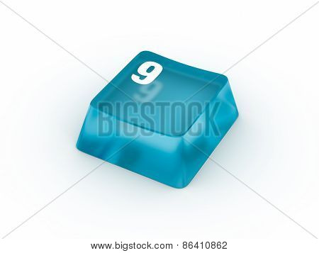 Keyboard button with number NINE