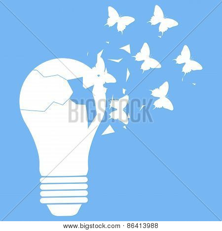 Vector illustration of light bulb on blue background