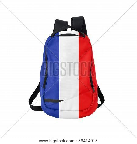 France Flag Backpack Isolated On White