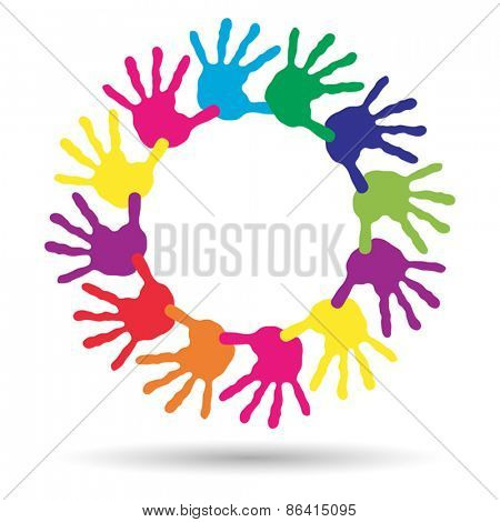 Vector concept or conceptual circle or spiral set made of colorf