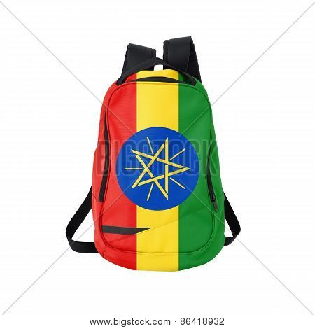 Ethiopia Flag Backpack Isolated On White