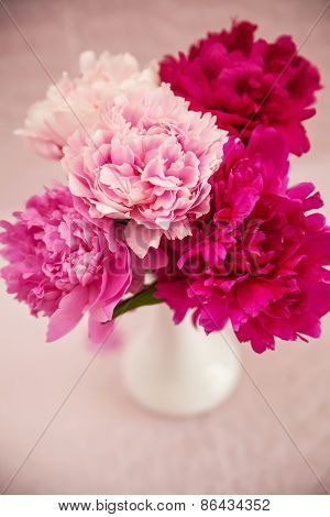 White Vase With Peonies
