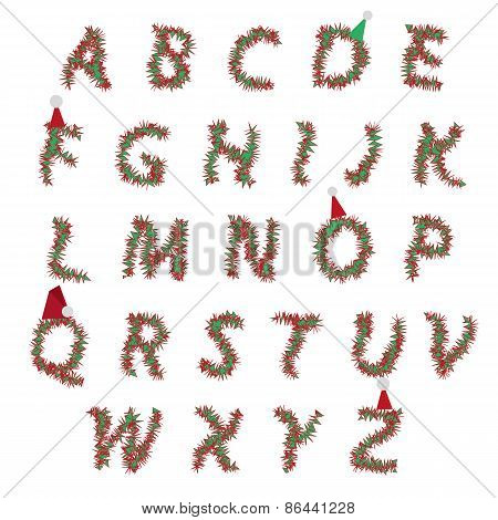 Christmas colorful and fluffy font on an isolated background