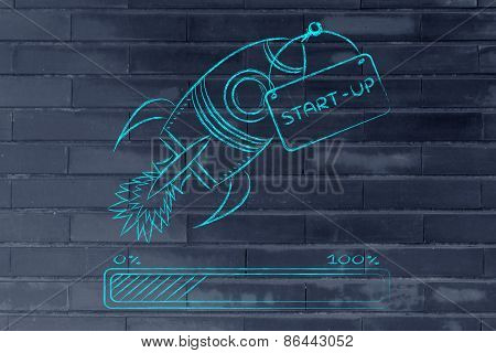 Rocket Illustration, Let Your Success Take Off (progress Bar Version)