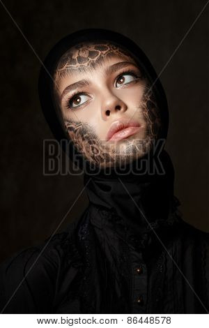 Young Beautiful Woman With Faceart