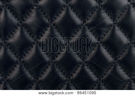 Black Quilted Leather Close-up