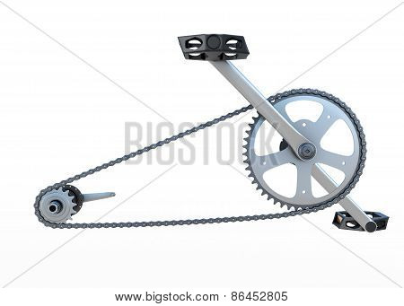 Bicycle Chain With Pedals Front View