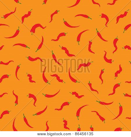 red hot chilli pepper seamless vector pattern.