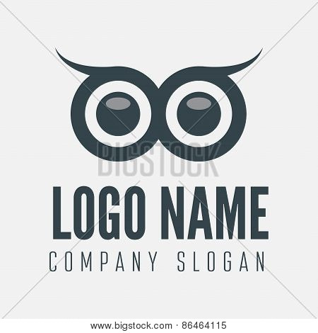 Logo, label, badge, emblem or logotype element with owl for business, corporation or web