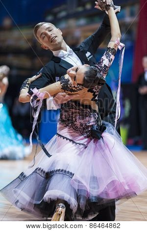 Minsk, Belarus-february 14, 2015: Professional Dance Couple Of Parfyonov Denys And Sopit Tetiana Fro
