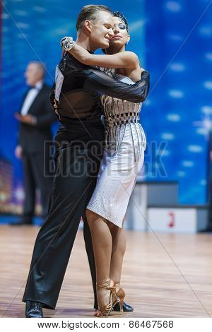 Minsk, Belarus-february 14,2015: Professional Dance Couple Of Kozyro Artsem And Veslova Anastasiya