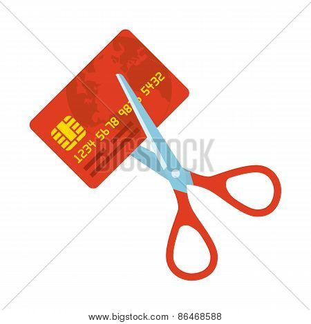Red credit card and scissors