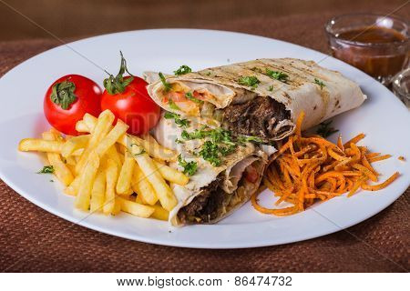 Eastern food. Arab food. Shawarma.