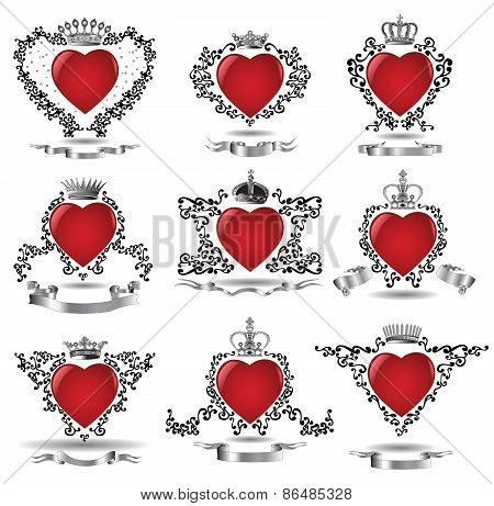 set of hearts with pattern