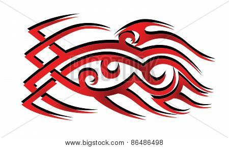 red fire with eye pattern tattoo style