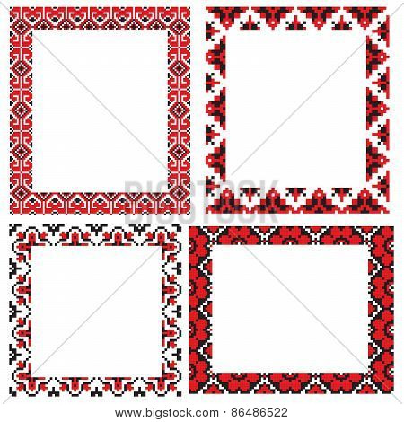 four Ukraine folk embroider pattern frame set