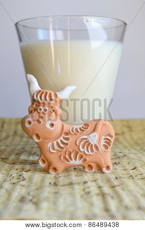 Milk and ceramic cow