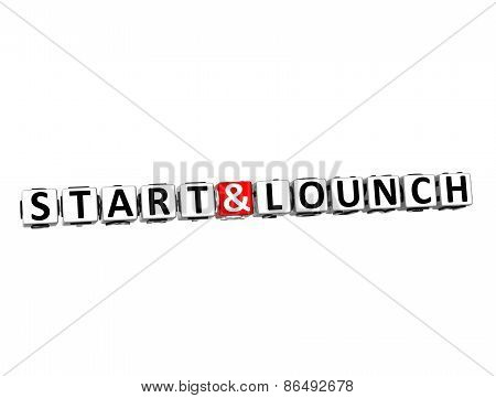 3D Word Start And Lounch On White Background