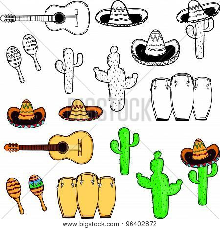 Set of Cinco De Mayo in the white background