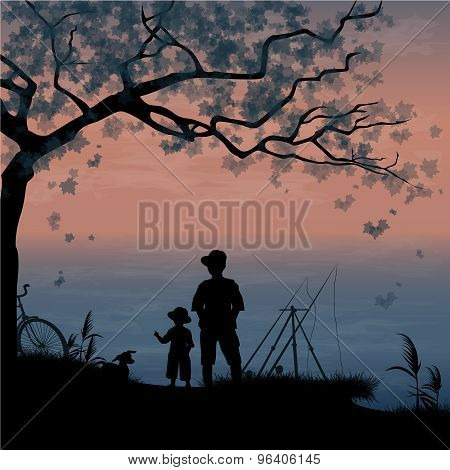 Father and son fishing