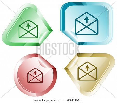 mail up arrow. Vector sticker.