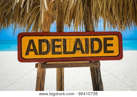 Adelaide sign with beach background