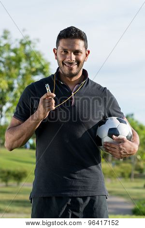 Cheerful Soccer Coach