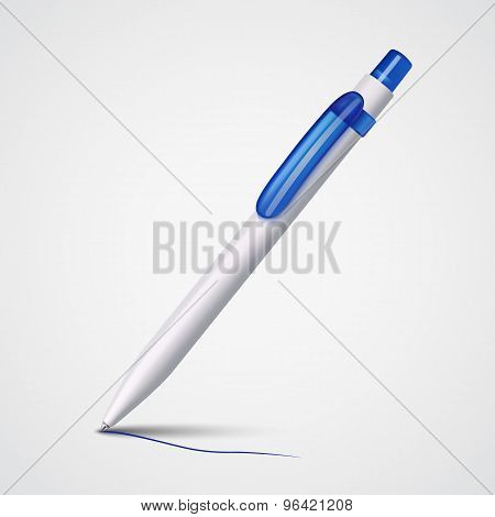 Realistic White Ballpoint Pen