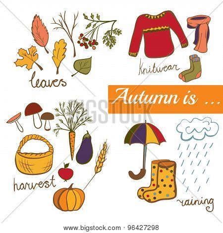 Vector Illustration Autumn Symbols