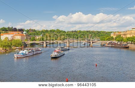 View Of Vltava River And Manesuv Bridge In Prague
