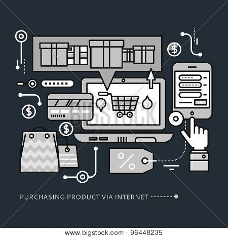Purchasing, Delivery Product via Internet on Black