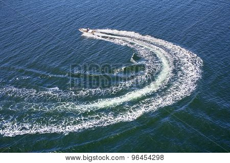 Powerboat Trace On Sea
